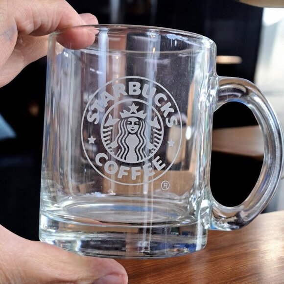 Starbucks Clear Glass Made in USA Mermaid Logo Coffee Cup Mug 12 oz. - Picture 1 of 12